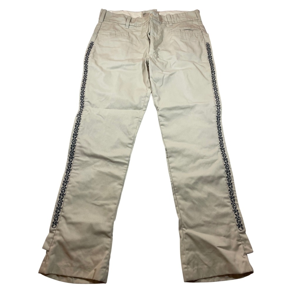 Bronco Mens Charro Pants 40 Khaki Embroidery Boho Chore Equestrian Western Rodeo